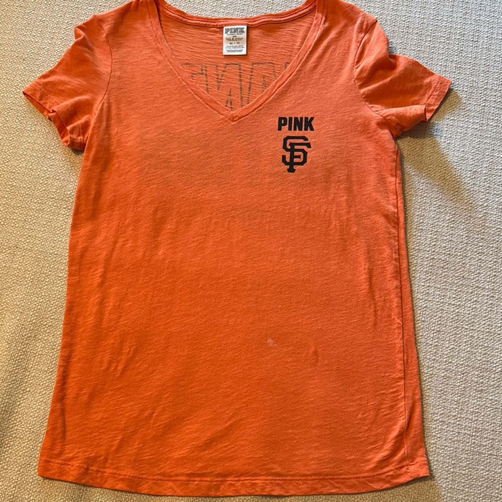 PINK Victoria's Secret Orange V-neck Tee